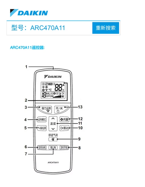 daikin大金 ARC470A11